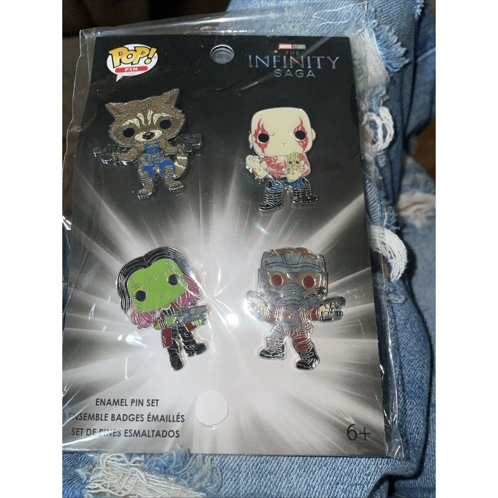 New Marvel Guardians of the Galaxy Funko Pin Set Quill, Gamora, Drax, Rocket